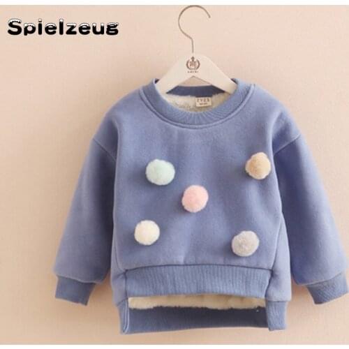Autumn Winter Toddler Kids Baby Boy Girl Hoodies Long Sleeve Thick Pullover Sweatshirt Tops Pompon Ball Warm Clothes Outfits#g4