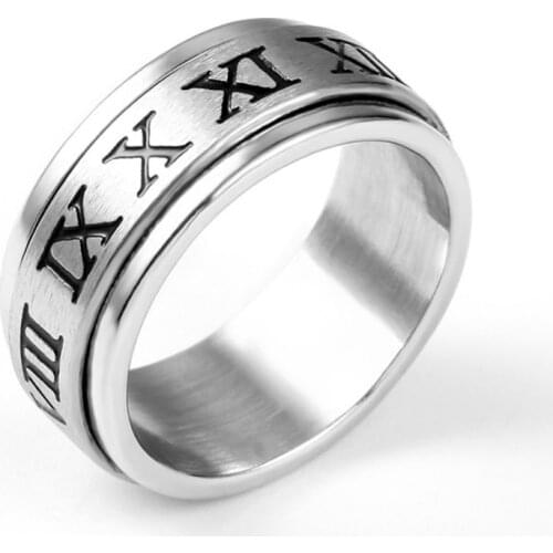 316L Stainless Steel Roman Numeral Couple Ring 2020 New Dripping Oil Rotating Ring Boys & Girls Fashion Punk Jewelry Wholesale