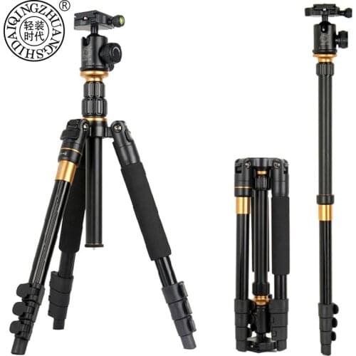 QZSD Q570 Professional Camera Tripod Video Monopod Extendable Aluminium Alloy Tripod with Quick Release Plate and Ball Head