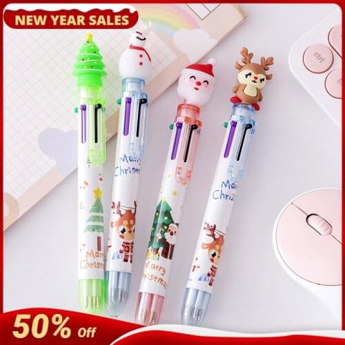 Christmas Gifts Ballpoint Pen Santa Claus Reindeer cartoon 6 colors Stationery Students gift office and School Pens Supply