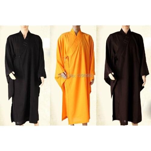 3colors unisex Buddhist monks robe martial arts clothing HaiQing lay meditation uniforms brown black yellow