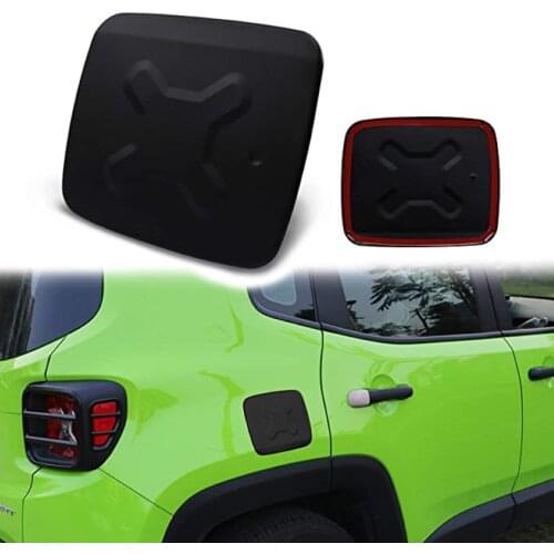 Camoo Exterior Fuel Filler Cap Aluminum Door Gas Tank Cover Trim Decoration Black for Jeep Renegade 2015 2016 2017 2018