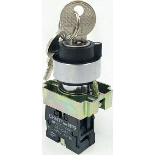 2PCS/Lot CHINT NP2-BG21 Key Selector Switch 2 Position Selector 1NO Selector Switch XB2-BG21