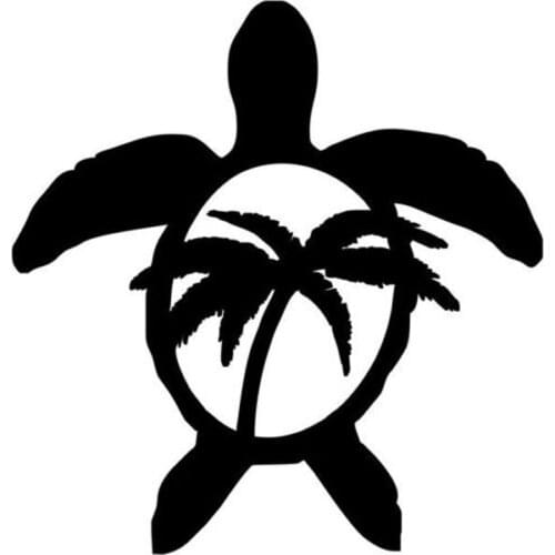 13.6cm*14.2cm Sea Turtle Palm Tree Hawaii Cartoon Car Styling Vinyl Stickers