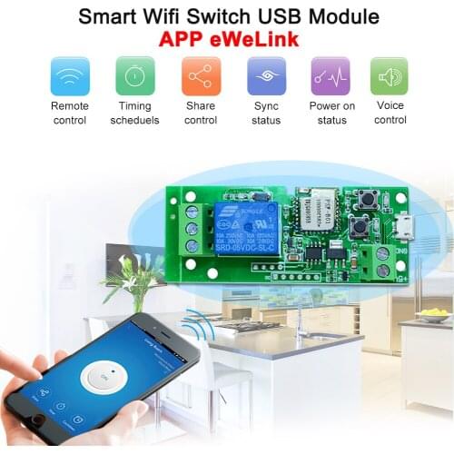2PCS eWeLink USB DC5V Wifi Switch Wireless Relay Module Smart Home Automation Modules Phone APP Remote Control Timer Switch