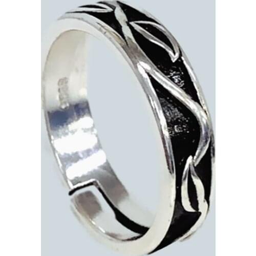 2020 Korean Style Plant Leaf Black Glaze Thin Ancient Jewelry Ring for girls Artificial Cock For Women Tibetan Best Gift