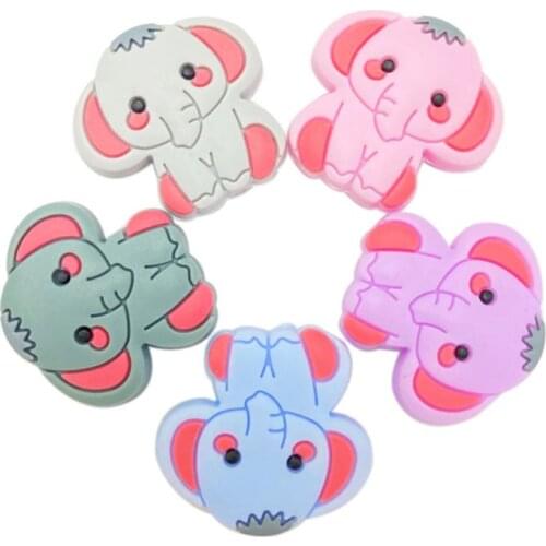 5 Pcs/Pack Baby Cute Cartoon Elephant Teether Silicone Beads Molar Soother Toys