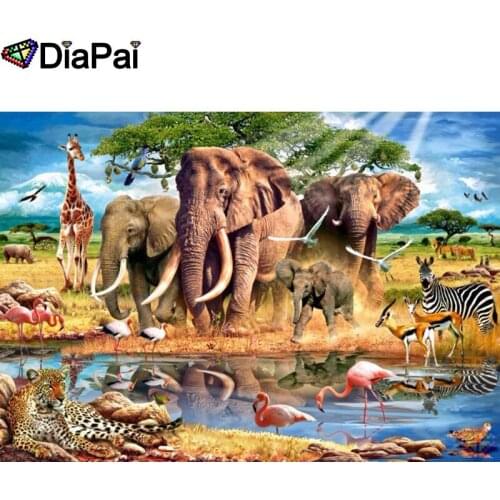 DIAPAI 5D DIY Diamond Painting 100% Full Square/Round Drill "Animal family" Diamond Embroidery Cross Stitch 3D Decor A23541