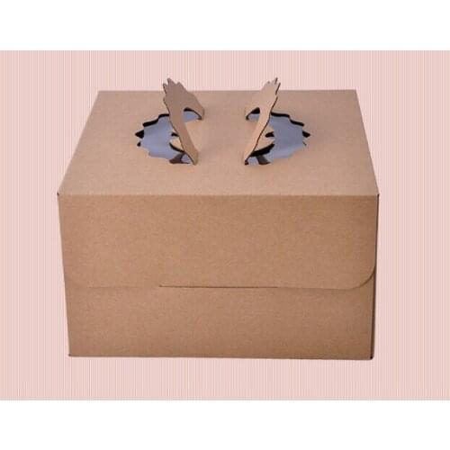 Free Shipping 50pcs/lot Kraft Color No Printing Decorating Cake Paper Box 3 Layer Corrugated Paper Made