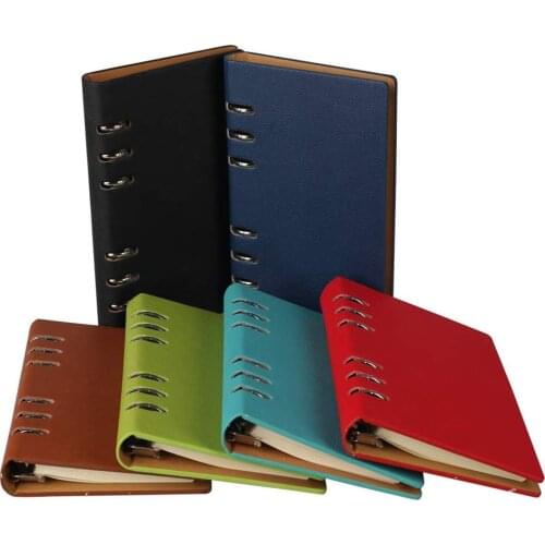 A6/A5/B5 Classic Refillable Planner Notebook Loose Pocket Leather 6 Holes Ring Binder Journal Hard Cover Diary Business Notebook