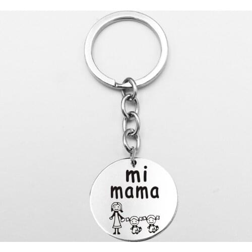 Suteyi Family Mum Mom Love Son Daughter Keychain Dog Tag Stainless Steel Key Chains Rings Boy Girl Women Daddy Mommy Gifts