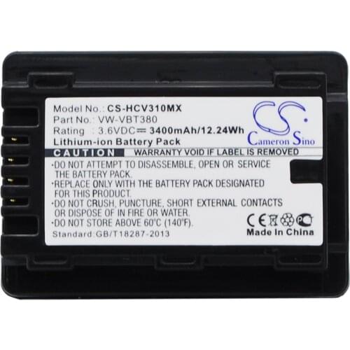 CS 3400mAh/12.24Wh battery for Panasonic HC-250EB,HC-727EB,HC-VX870,HC-W570,HC-W580,HC-W850EB,VXF-999 VW-VBT190