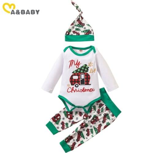 Ma&Baby 0-24M Christmas Newborn Infant Baby Boy Clothing Set Cartoon Car Long Sleeve Romper Green Pants Toddler BOY Xmas Outfits