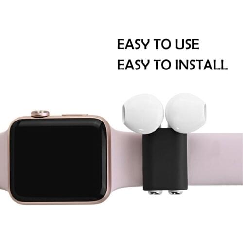 For AirPods Holder, Spessn Portable Exercise Anti-lost For Apple Airpods Watch Band Strap Shock Resistant Silicone Holder -Black