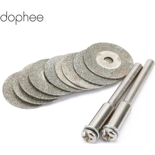Dophee 10pcs 16mm Diamond Cutting Thin Grinding Slice Refine Jade Gem Stone Discs Rotary Tool Dremel Drills Blade Arbor Shaft