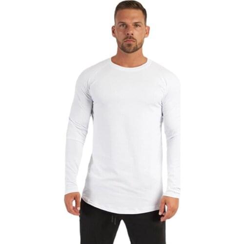 Cotton Fitness Long Sleeve T Shirt Men Spring Autumn Slim Fit Sport T-Shirt Man O-neck Running Tee Shirt Gym Bodybuilding Tshirt