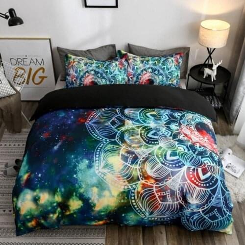 3 Piece Bohemian Starry sky Bedding Set Floral Paisley Pattern Duvet Cover Set Sky Blue Mandala Bedspread 12 Size bedding set