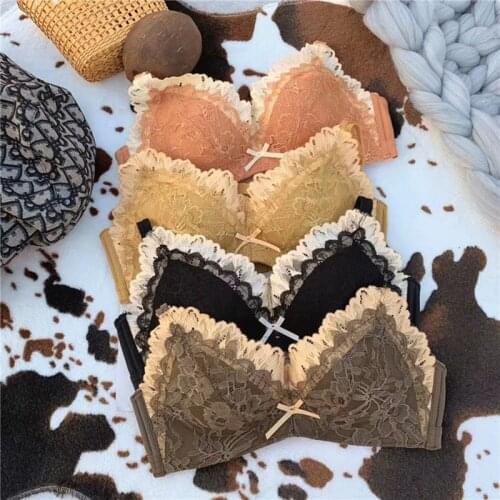 French Bra Briefs Set Womens Fashion Color Contrast Underwear Sexy Lace Bra Women Push Up Brassiere Female Sexy Lingerie Set