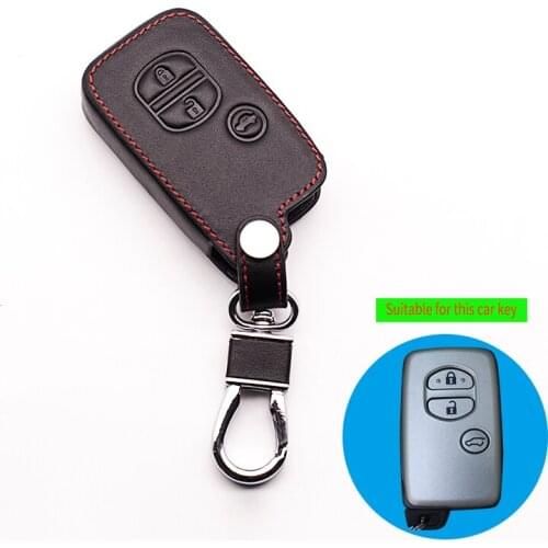 Car style leather key cover For Toyota Camry leather car remote control car key chain cover smart key Car cover key accessories