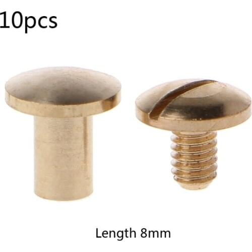 10 Pairs Brass Chicago Screws Posts Belt Button for Leather Bookbinding Crafts
