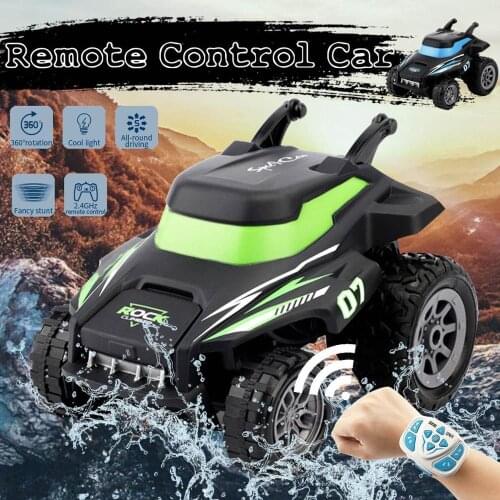 2.4G Watch Remote Control Car with Light 360 Degree Rotating Electric Wireless RC Stunt Car Outdoor Racing Gift Toy for children