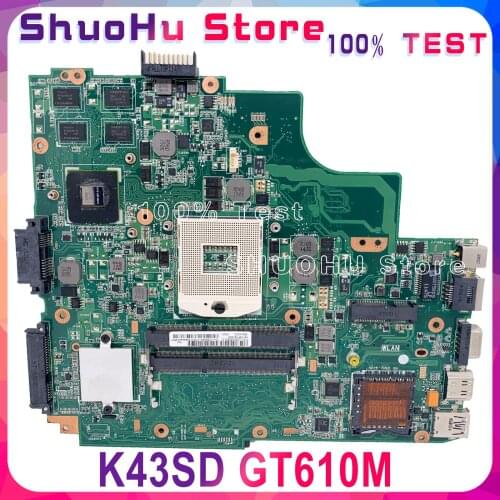 KEFU K43SD Motherboard For ASUS K43SD A43S K43S K43E A43E K43 Laptop Motherboard Tested 100% work original Mainboard GT610M GPU