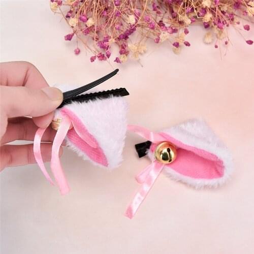 Fashion Night Party Club Bar Headbands Cat Fox Fur Ear Pattern Wearing Decorate Hair Clip Bell Cat Ear Hair Clips for women