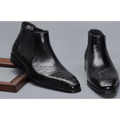Chelsea Boots Men 2020 Winter & Autumn Genuine Cow Leather Classic Casual Boots Male Fashion Shoes Men Slip on Ankle Boots shoes