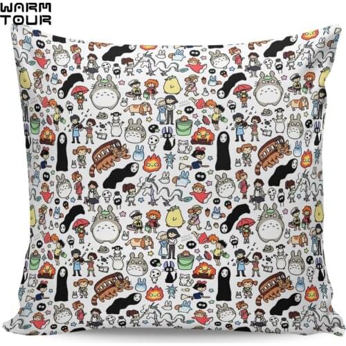 Kawaii Ghibli Doodle Pillow Covers Cases Pattern Cover Cushion Pillowcase Square Print