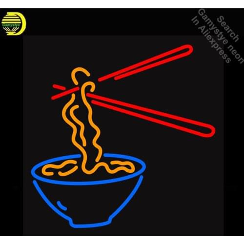 NEON SIGN Bowl Noodles GLASS Tube BAR Restaurant Light Sign Store Display paint board Handcraft Design Iconic Sign Pub Bar Signs