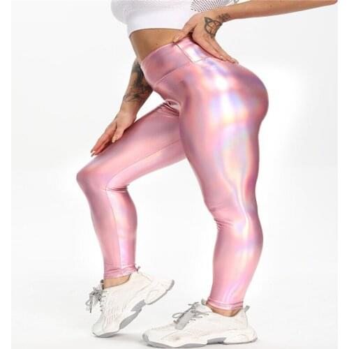 New colorful laser skin elastic running exercise body-building yoga pants leggings female 1275