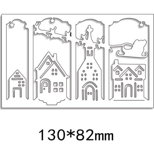 New Arrival Triptych Village Card Panel Cutting Dies Stencil DIY Scrapbook Photo Album Embossing Decor Paper Card Craft 130*82mm