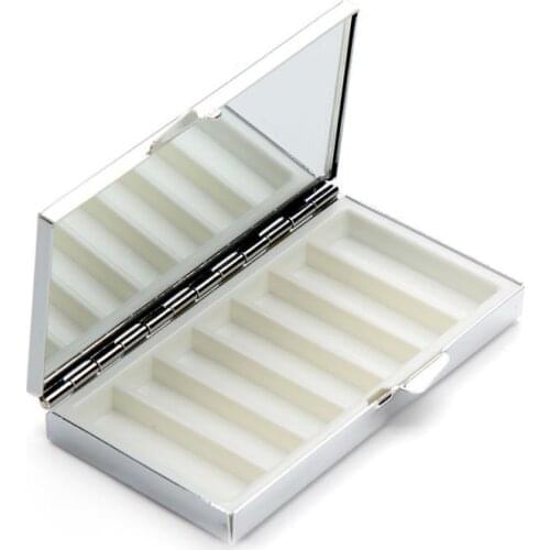 Wholesale 100PCS Blank Rectangle Pill Boxes Metal Pill Container 7 Grids Mini Portable Travel Case Free Shipping SN241