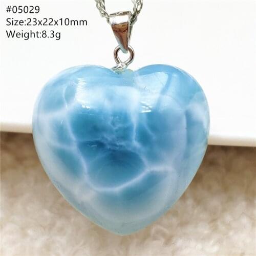 Genuine Natural Blue Larimar Water Pattern Pendant Dominica Oval Heart Love Gemstone Cabochon For Women Man Best Gift AAAAA