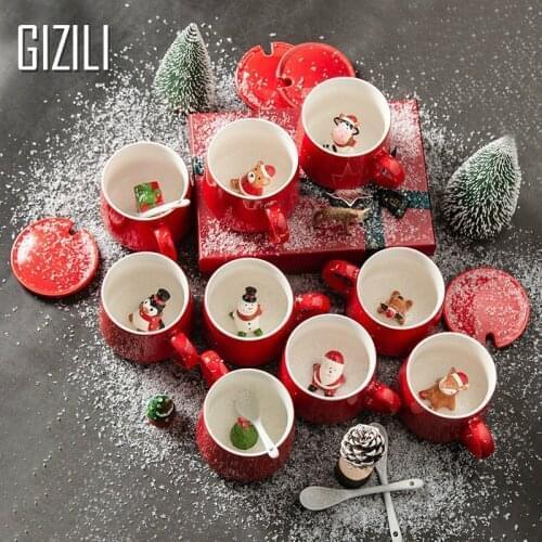 Christmas Mug Creativity 3D Cartoon Cup Snowman Elk Mugs Coffee Cups Milk Breakfast Mug Tea Cups Water Juice Mug Office Supplies