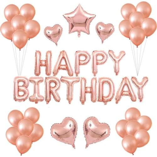 Rose Gold Balloons Set Confetti Latex Ballon Star Heart Foil Baloon Wedding Birthday Party Decorations Kids Baby Shower Supplies