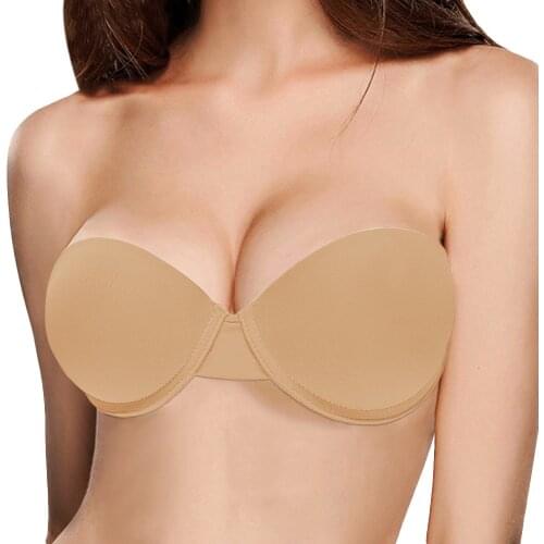 Bras For Women Padded Push Up Bra Strapless Convertible Adjusted 1/2 Cup Silicon Straps Sexy Lingerie Everyday Bra Wire Bone
