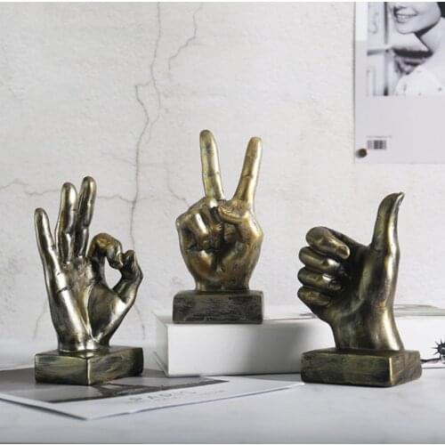 Resin Gesture Finger Figurines American Retro Ornaments Home Coffee Shop Model Room Soft Decoration Furnishings Gift