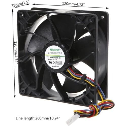 Miner Cooling Fan 12038 12V 3A Dual Ball Bearing Brushless 4-Wire PWM Temperature Control Radiator Air Cooler V12E12BS2B5-07A02
