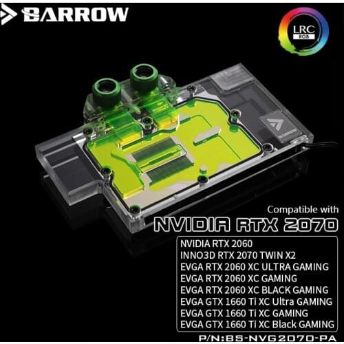 BARROW Water Block use for NVIDIA RTX2070 Founders Edition/Reference Edition/EVGA 2060/GTX1660Ti Full Cover GPU Block D-RGB 3PIN
