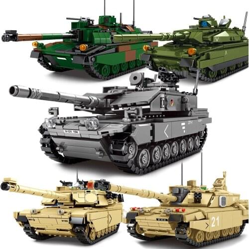 Military Main Battle Tanks Vehicle US M1A2 UK Challenger 2 World War Model Building Bricks Blocks Kits WW2 Germany Soviet Army