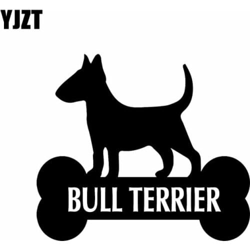 YJZT 13.9X12.2CM Bull Terrier Vinyl Decal Window Car Sticker Decor Pet Love Dog Breed Dogs Bone Black/Silver C24-1447