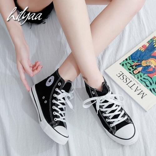 Woman Vulcanized Shoes New Female Classic Canvas Shoes 2020 Spring Ladies Lace-up Solid Trainers Casual Ankle Sneakers Women