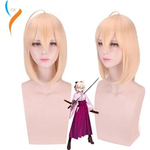 2019 Anime Fate Grand Order Sakura Saber Okita Souji Wig Cosplay Costume Fate Go Women Short Synthetic Hair Halloween Party Wigs