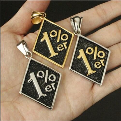 1pc Newest Biker 1% Pendant 316L Stainless Steel Polishing Cool Men Golden Hot Pendant