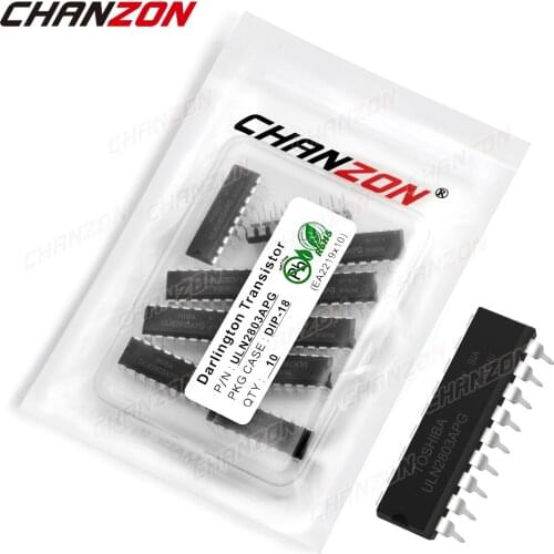 10Pcs ULN2803APG DIP-18 Darlington Transistor Bipolar Junction BJT Triode Triacs Tube Fets DIP DIY 500mA 50V Integrated Circuits