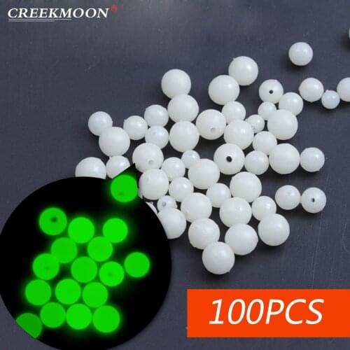 100pcs 3D Eye Night Fishing Space Beans Luminous Round Float Balls Stopper Glow Rigging Beads Tackle Lure Accessories 6mm-12mm