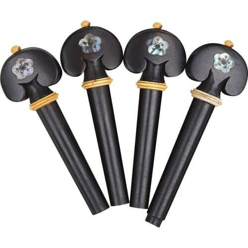 4pcs 3/4 4/4 Size Violin Fiddle Tuning Pegs Set Ebony Replacement for 3/4 4/4 Size Violin Accessories