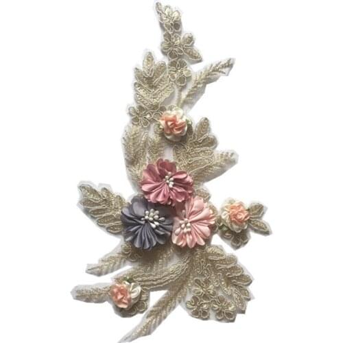 5pc/lot embroidery 3D flower lace dance performance clothing lace Collar patch Neckline DIY Bridal Wedding dress accessories