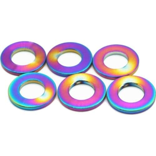 6Pcs M5 Gasket Titanium Washer For Motorcycle Bicycle Titanium Colorful Titanium Fastener